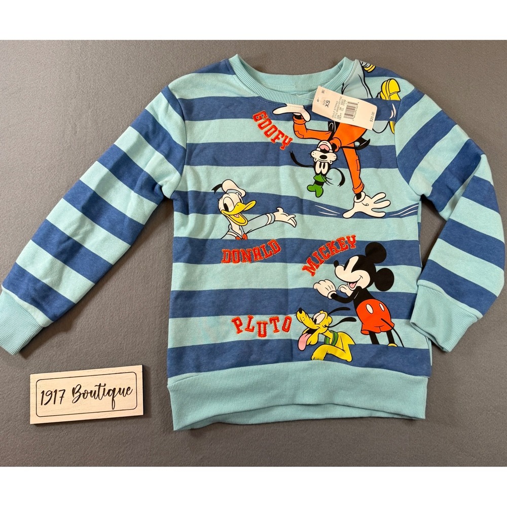 Disney Mickey and Friends Kids Striped Sweatshirt Blue Size XS NWT